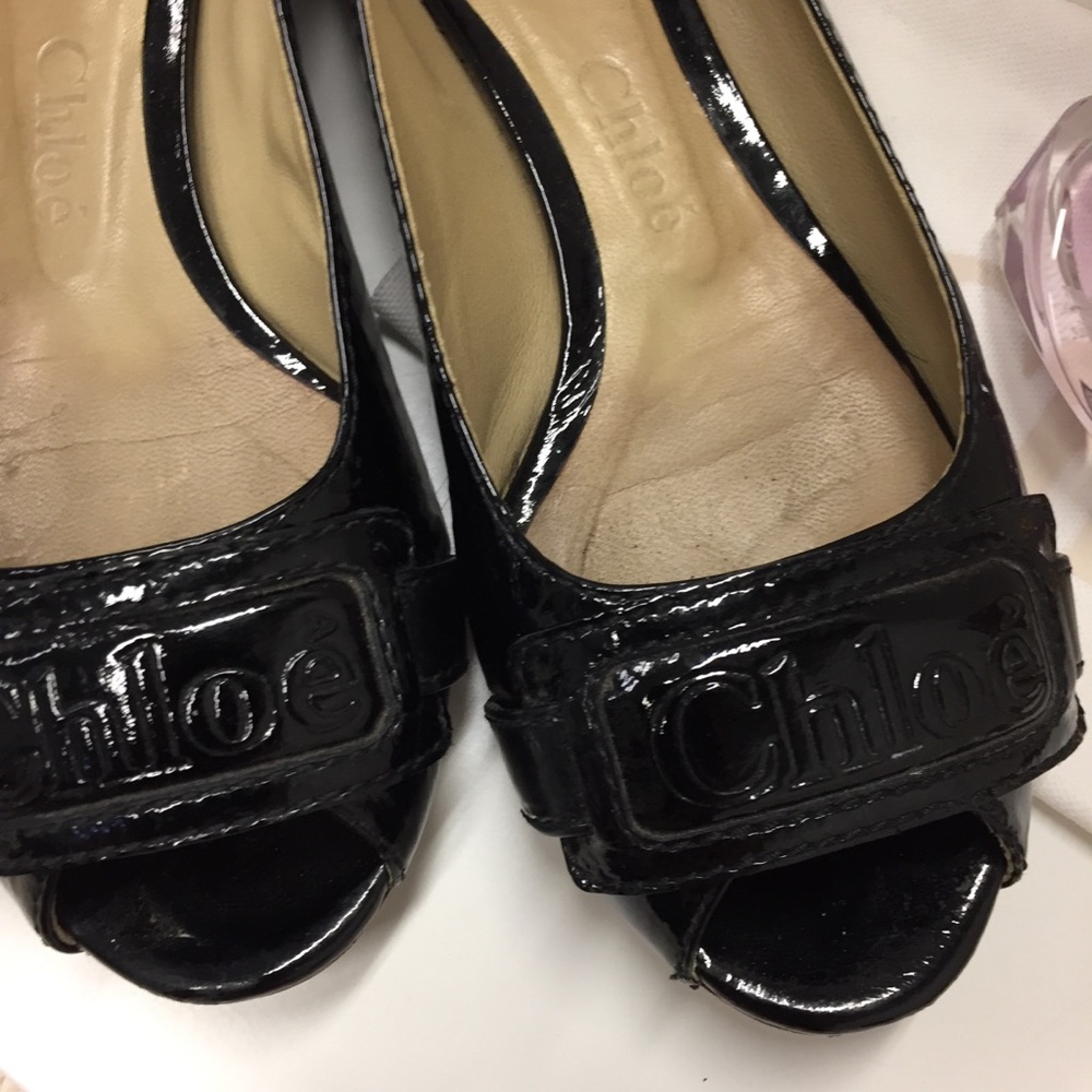 Chloé Black patten leather, Peep Toe ballet flats - Picture 7 of 8